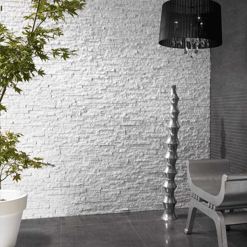 Quartzite White Sparkles Brick Split Face Mosaic Tile