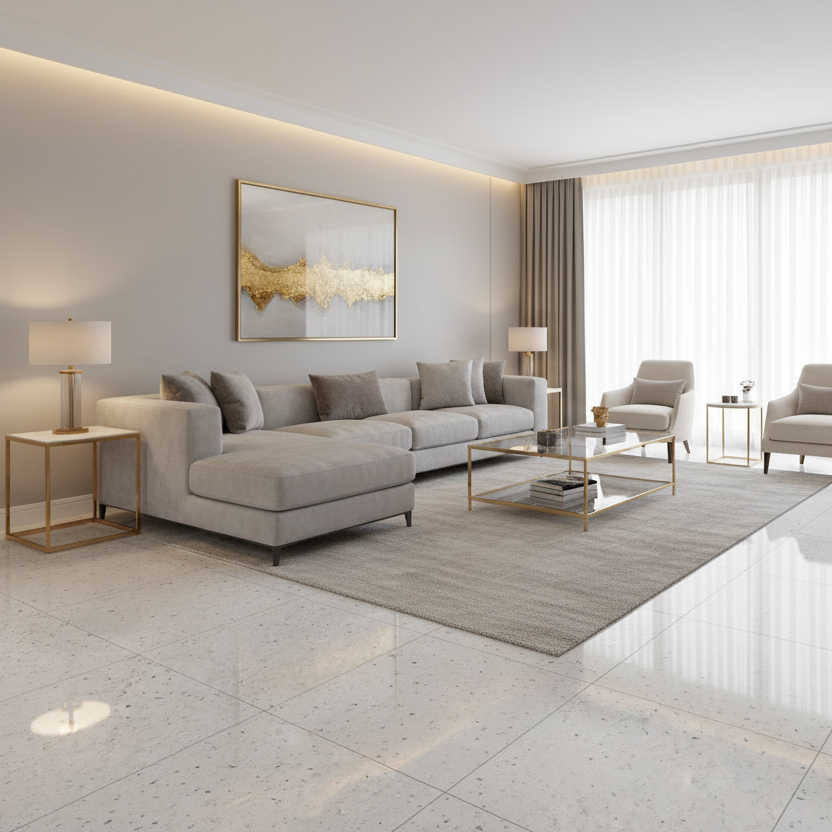 White Quartz Stardust Premium Floor Tile