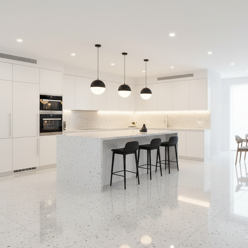 White Quartz Stardust Premium Floor Tile