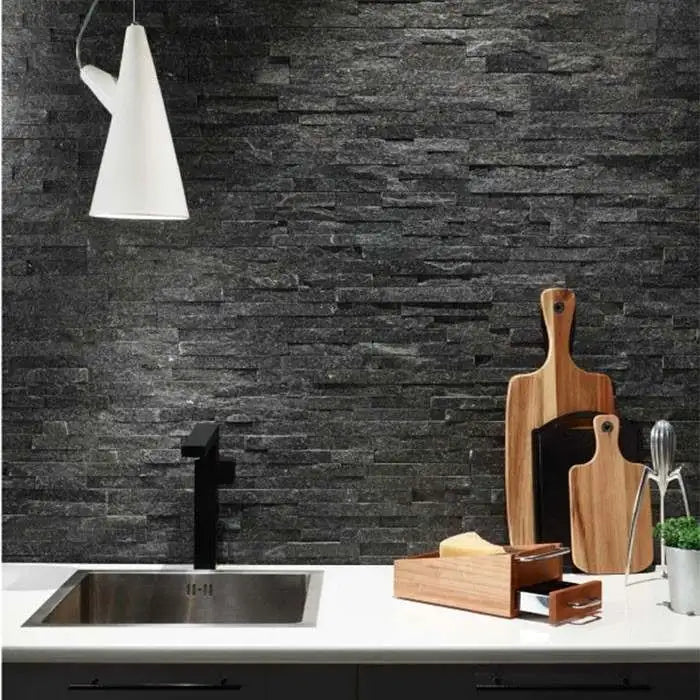Quartzite Black Brick Split Face Mosaic Tile
