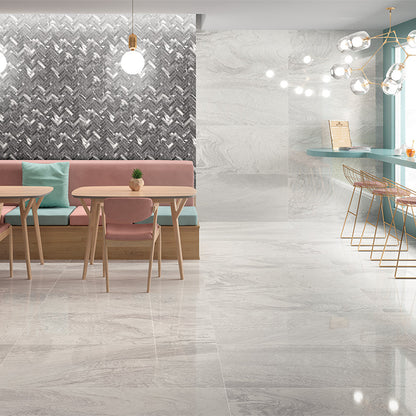 Domino Soft White Semi Polished Large Format Porcelain Tile (Sample)