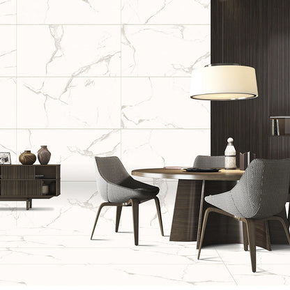 Carrara Plus Marble Effect Polished Porcelain Wall and Floor Tiles (Sample)