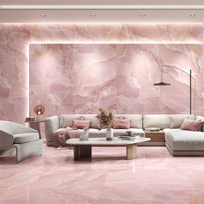Prestige Rose Pink Onyx Effect Polished Porcelain Tile