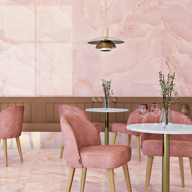 Prestige Rose Pink Onyx Effect Polished Porcelain Tile