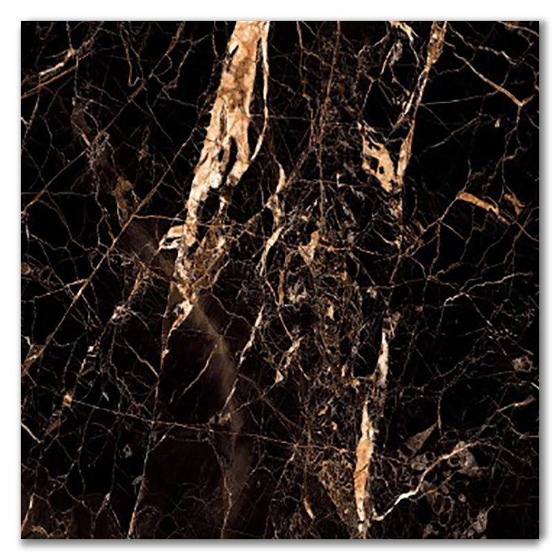 Royal Black & Gold Polished Porcelain Marble Effect Tile | Tilezone