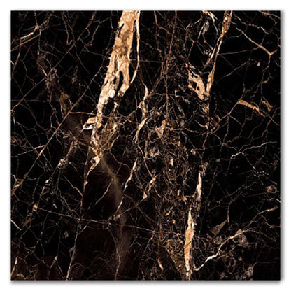 Royal Black & Gold Polished Porcelain Marble Effect Tile | Tilezone
