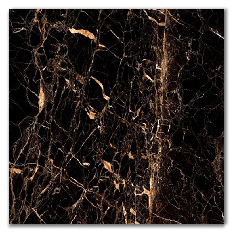 Royal Black & Gold Polished Porcelain Marble Effect Tile | Tilezone
