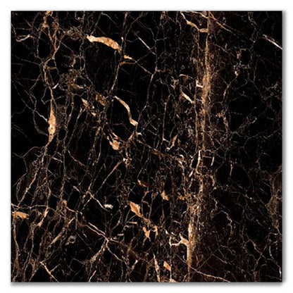 Royal Black & Gold Polished Porcelain Marble Effect Tile | Tilezone