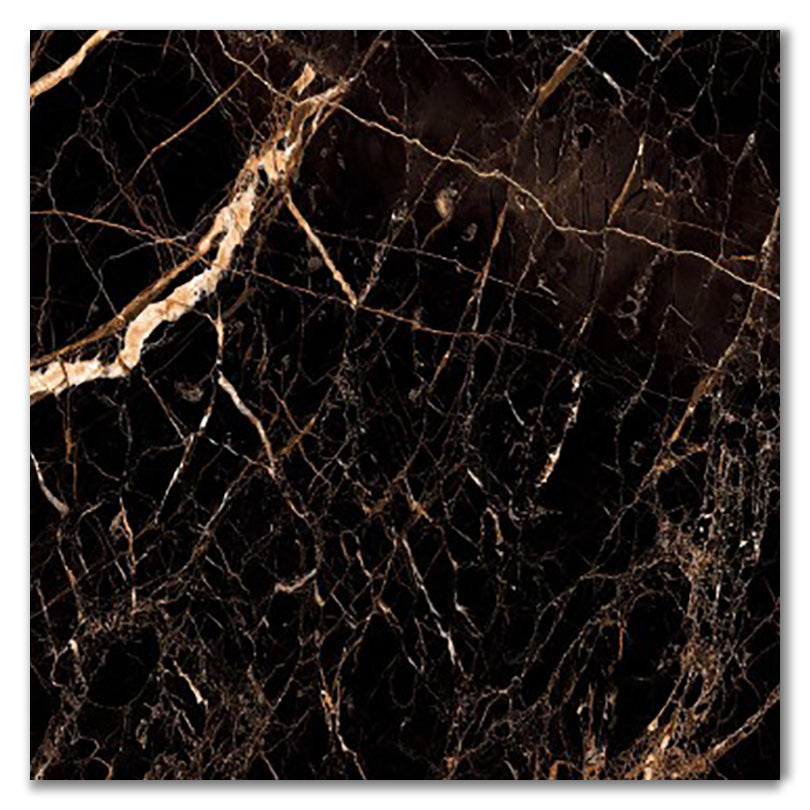 Royal Black & Gold Polished Porcelain Marble Effect Tile | Tilezone