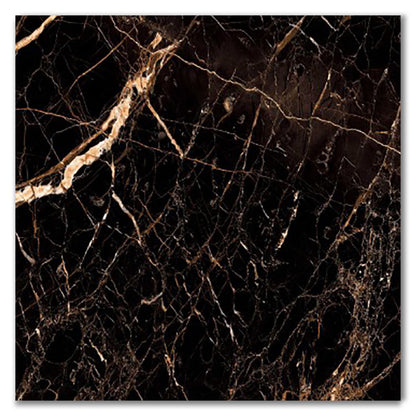 Royal Black & Gold Polished Porcelain Marble Effect Tile | Tilezone