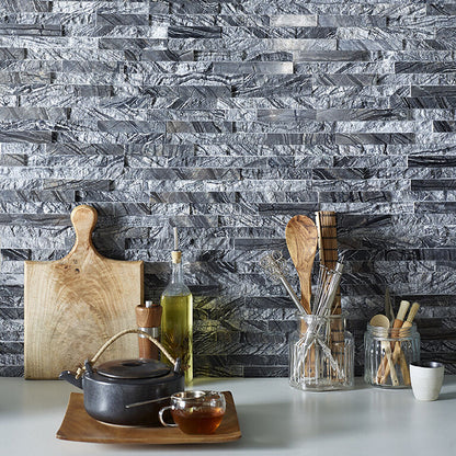 Zeus Nero Split Face Mosaic Tile | Tilezone