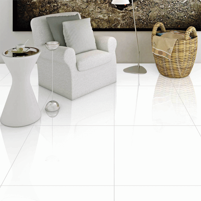 Extreme Super Pure White Large Format, White Gloss Porcelain Floor Tiles